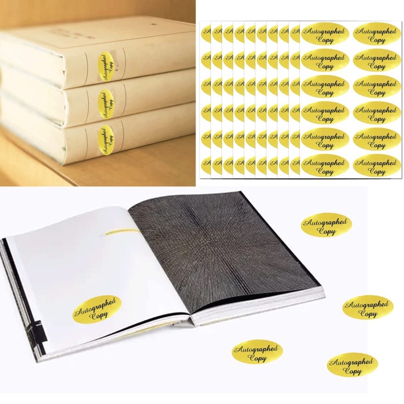 wootile 1008 PCS 'Autographed Copy' Stickers-1 x 2Inch Oval Gold Foil Labels Gold Foil Autographed Sticker Autographed by The Author Stickerss Oval Autographed Copy Stickers For Paperback Books Novels Signing - Image 4